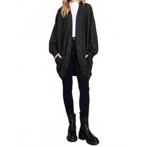 NEW EMERALD COLLECTION cocoon long sleeve cardigan in black